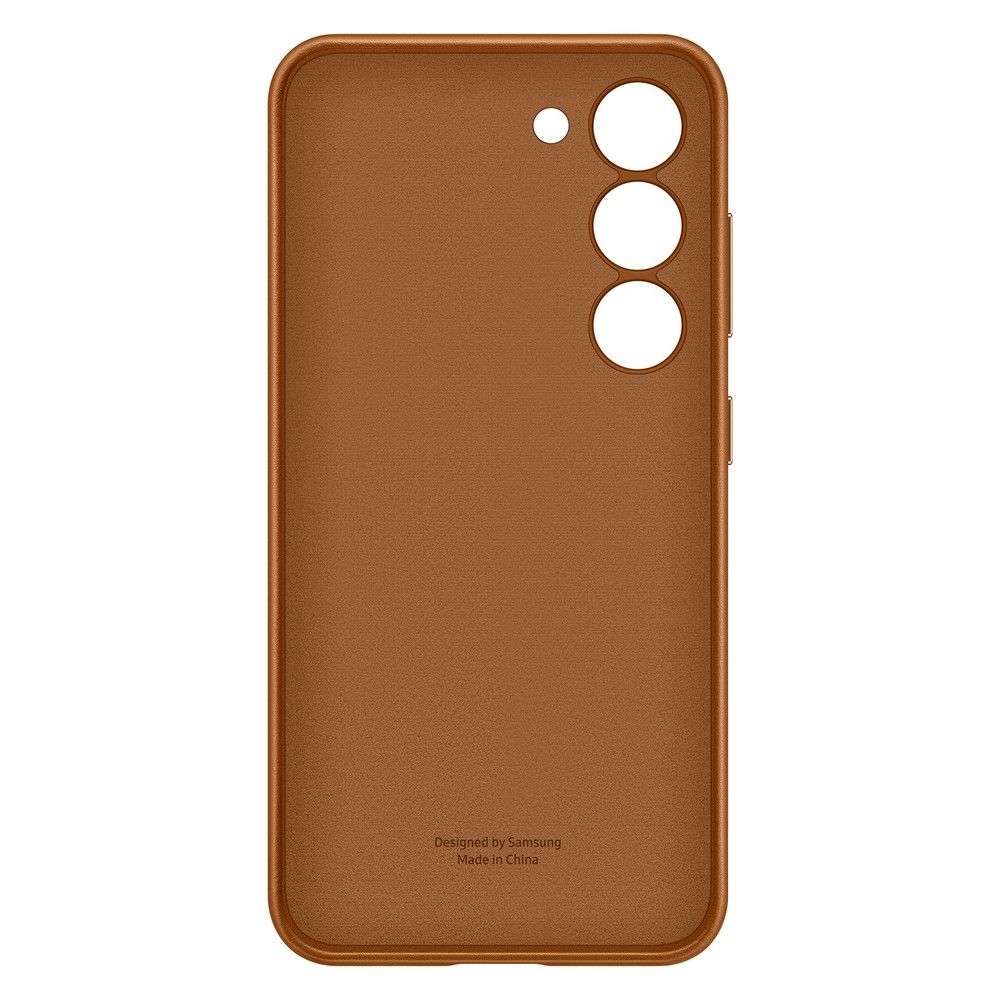 Чехол-накладка Samsung Leather Case для Galaxy S23, кожа/поликарбонат, песочно-бежевый— фото №1