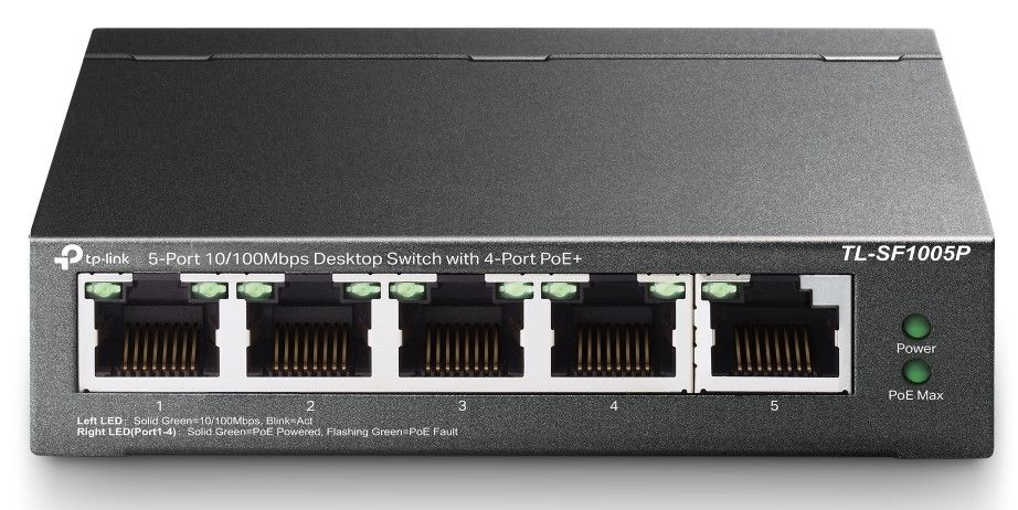 Коммутатор TP-LINK TL-SF1005P  5-портовый 10/100 Мбит/с настольный коммутатор с 4 портами PoE— фото №0