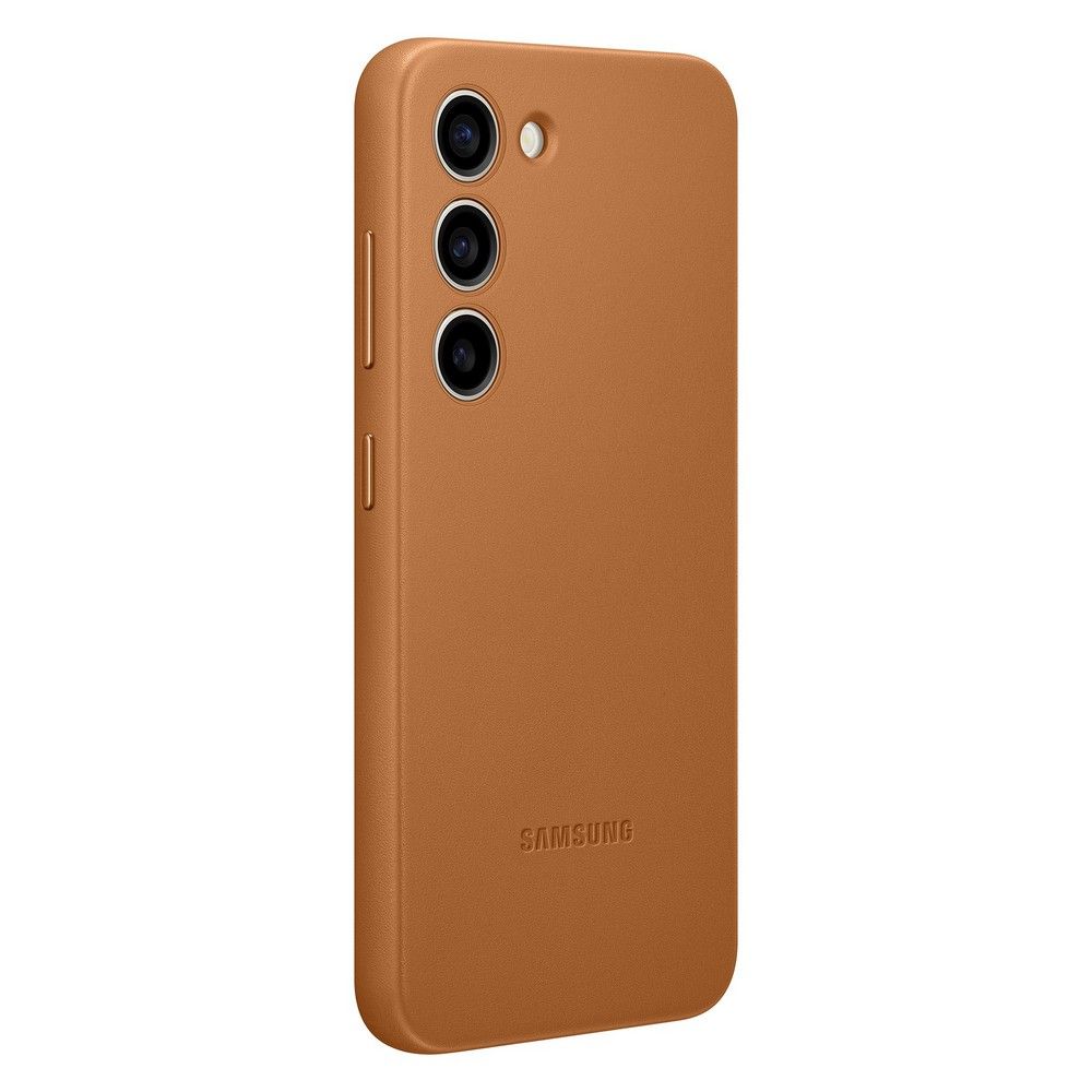 Чехол-накладка Samsung Leather Case для Galaxy S23+, кожа/поликарбонат, песочно-бежевый— фото №2