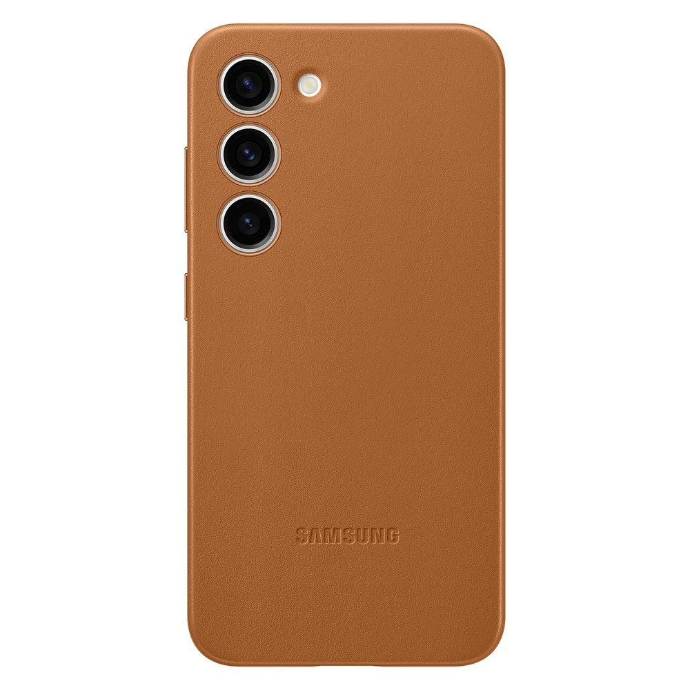 Чехол-накладка Samsung Leather Case для Galaxy S23+, кожа/поликарбонат, песочно-бежевый— фото №0
