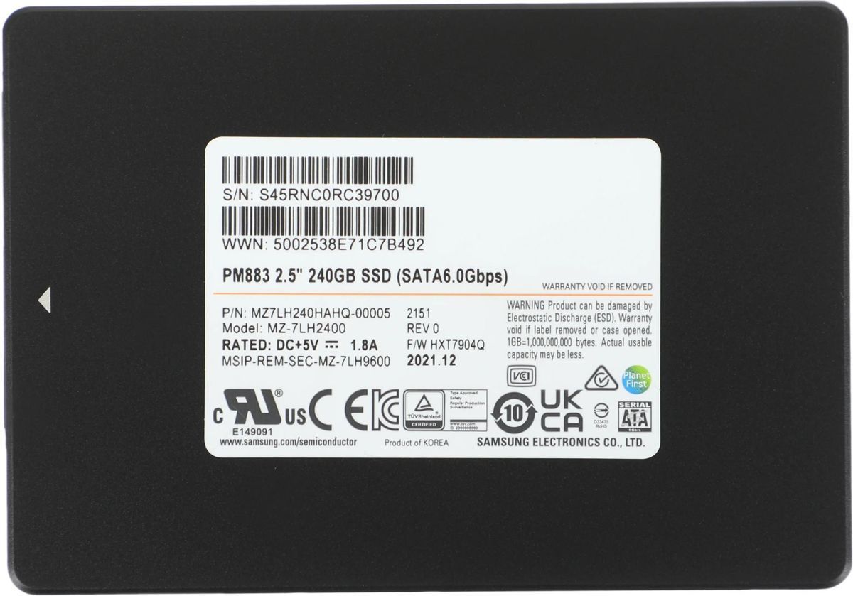 SSD Накопитель 240GB Samsung PM883 SATA III— фото №5
