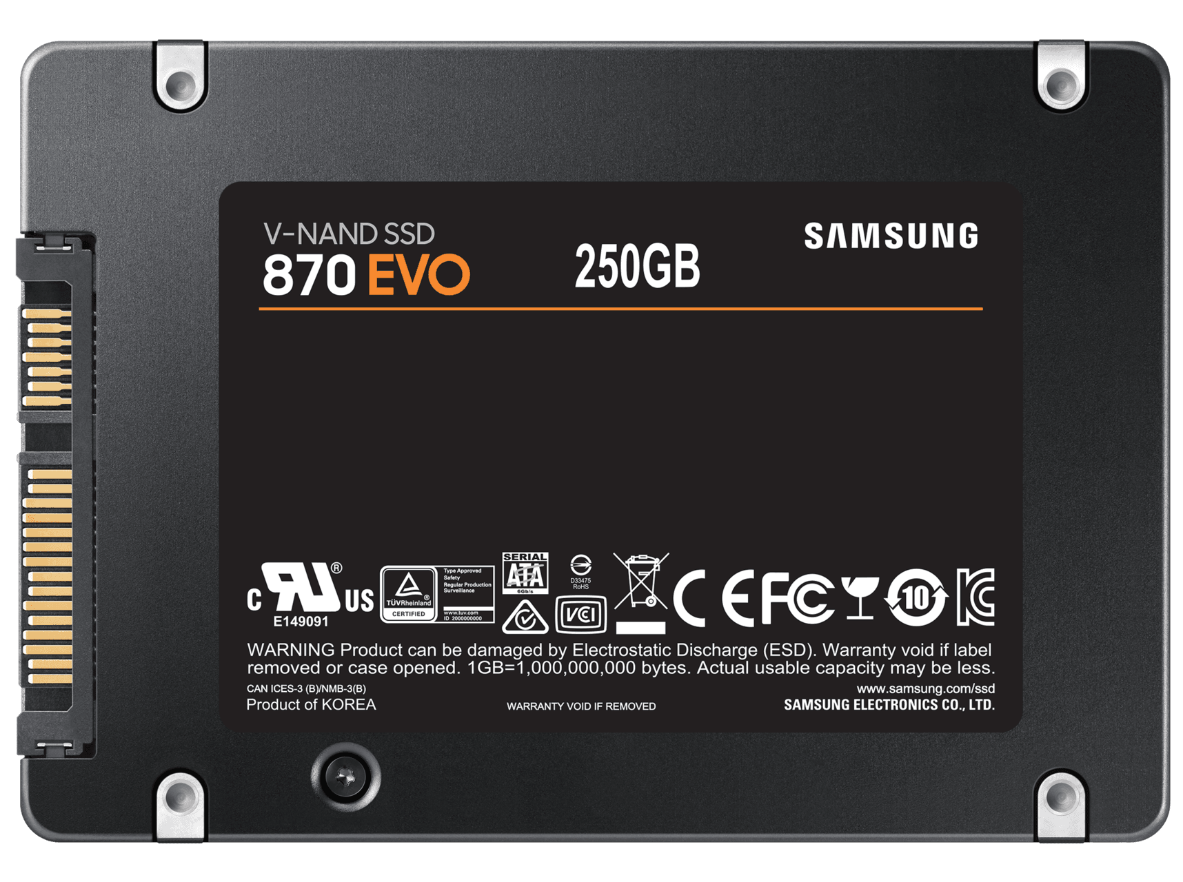 Твердотельный накопитель Samsung SATA III 870 EVO SSD 2.5&quot; 250Gb (R560/W530MB/s) 1 year— фото №1
