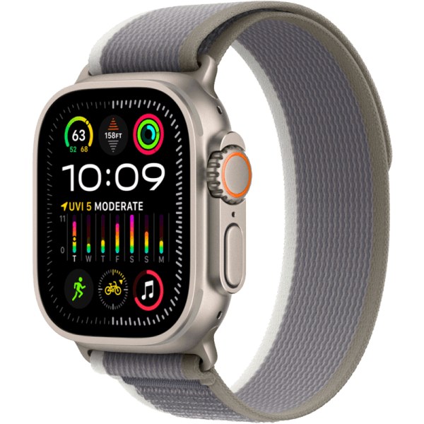 Apple Watch Ultra 2 GPS + Cellular 49mm (корпус - титан, зеленый/серый, IP6X)— фото №0