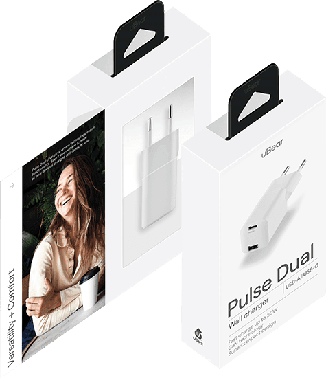 Зарядное устройство сетевое uBear Pulse Dual, 30Вт, белый— фото №3
