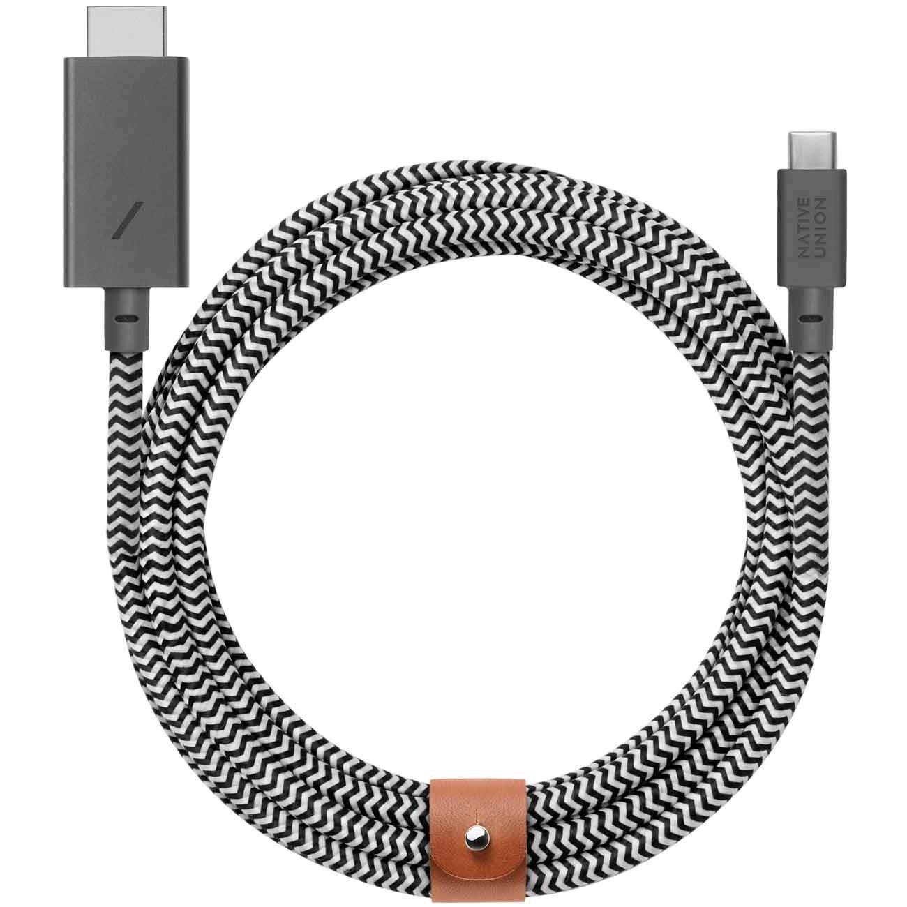 Кабель Native Union BELT HDMI USB-C - HDMI USB-C / HDMI, 3м, зебра— фото №0