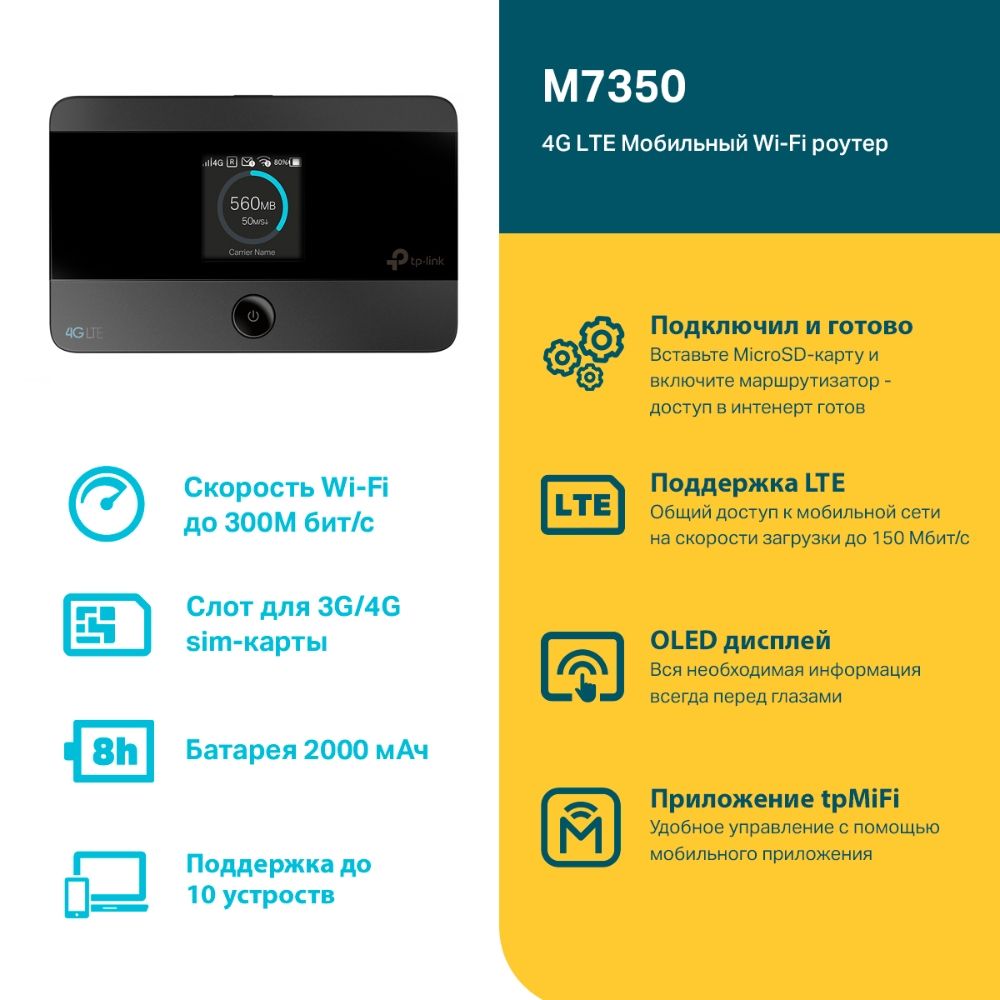 Маршрутизатор Wi-Fi TP-LINK M7350— фото №2
