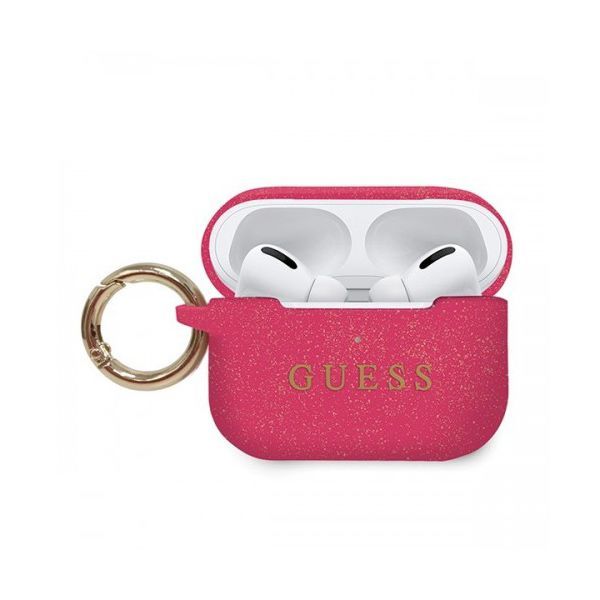 Чехол Guess с кольцом для AirPods Pro, ярко-розовый— фото №1