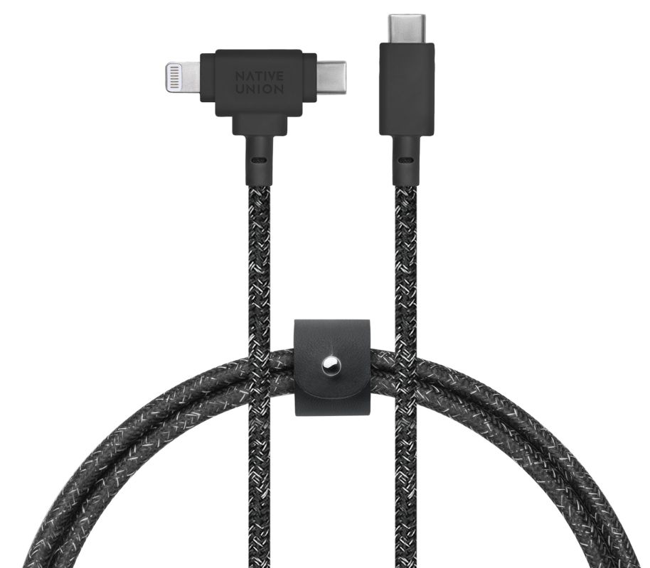 Кабель Native Union USB-C / USB-C + Lighting, 1,8м, черный— фото №1
