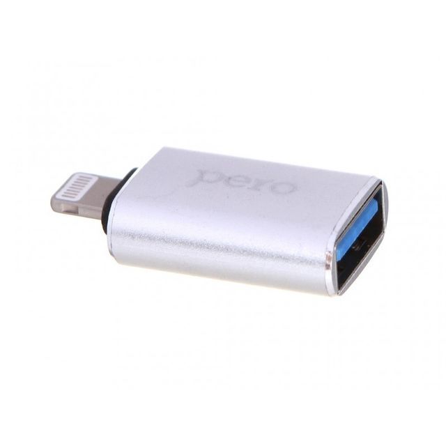 Адаптер PERO OTG Lightning - USB 3.0, серебристый— фото №0