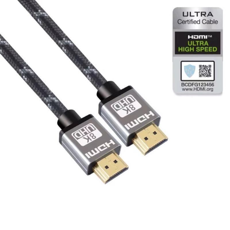 Кабель Mobiledata HDMI-HDMI V.2.1 8К, HDR в нейлоновой оплетке, 1 м HDMI / HDMI, 1м, серый— фото №0