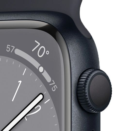Apple Watch Series 8 GPS 45mm, спортивный ремешок цвета тёмная ночь, IP6X)— фото №2