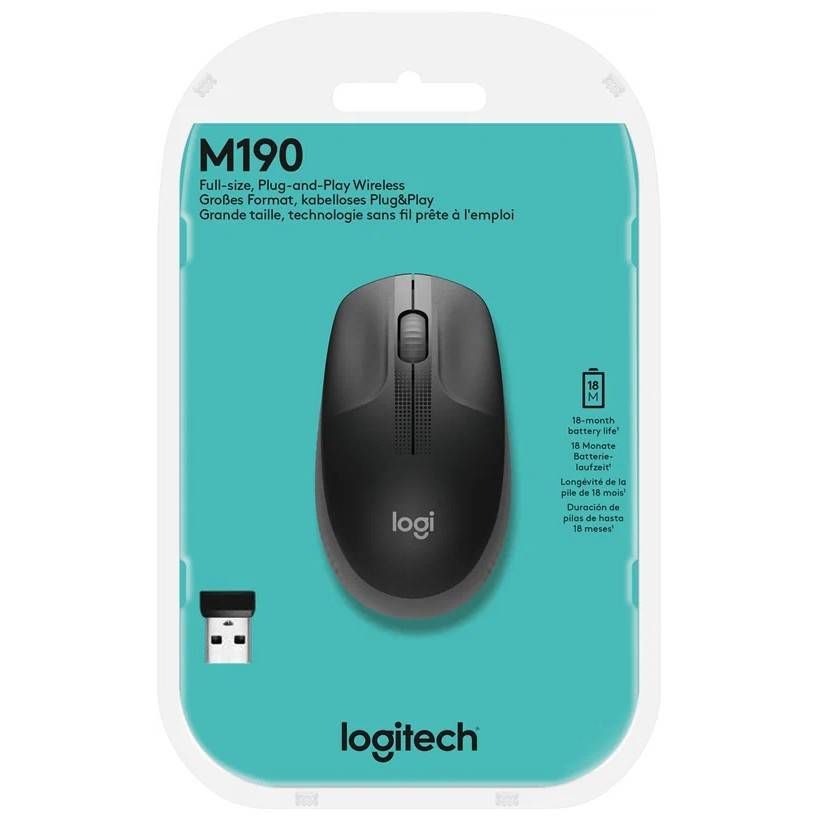 Мышь Logitech M190, беспроводная, черный+серый— фото №7