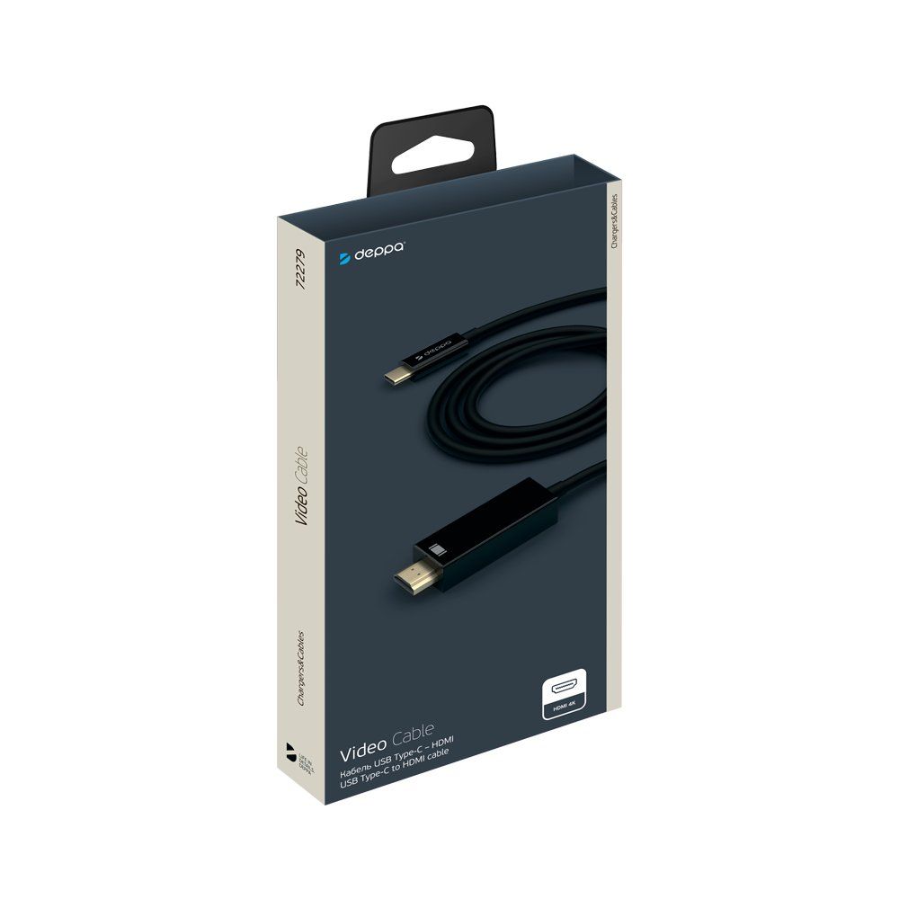 Кабель Deppa USB-C/HDMI 1.8м, черный— фото №1