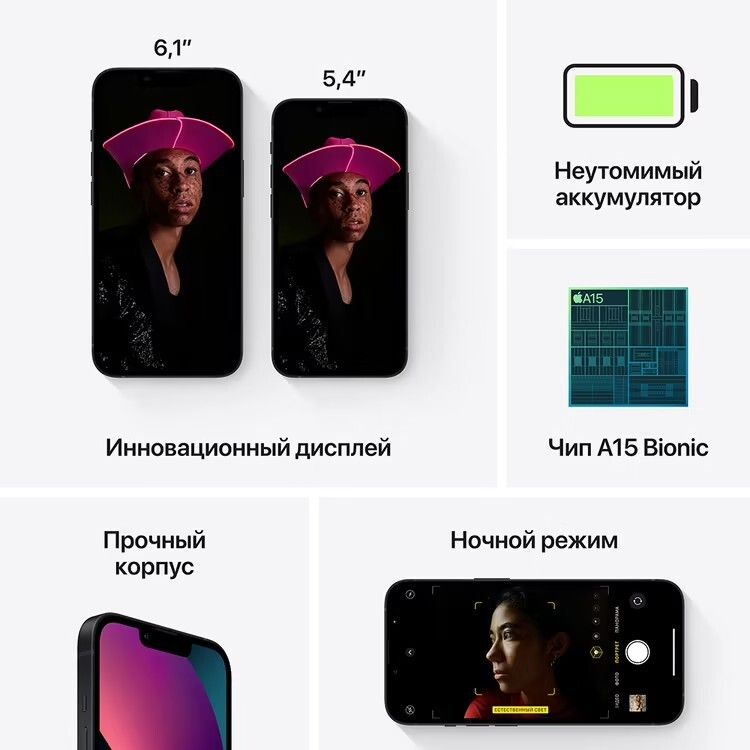 Apple iPhone 13 nano SIM+eSIM 256GB, темная ночь— фото №6