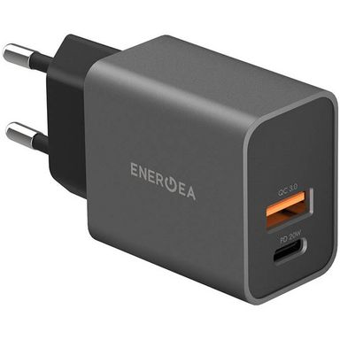 Зарядное устройство сетевое EnergEA Ampcharge USB-C + USB-A, 20Вт, серый