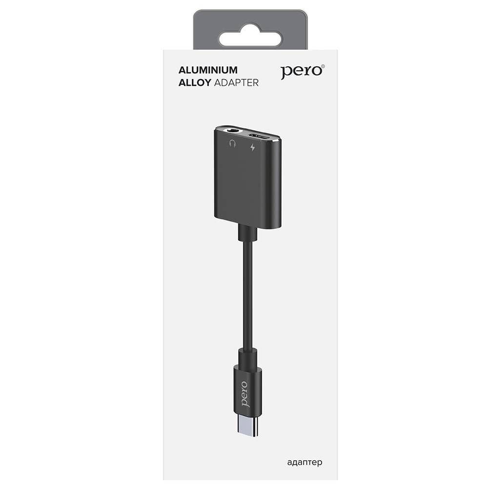 Переходник PERO AD10 USB-C / jack 3.5mm + USB-C, черный— фото №2