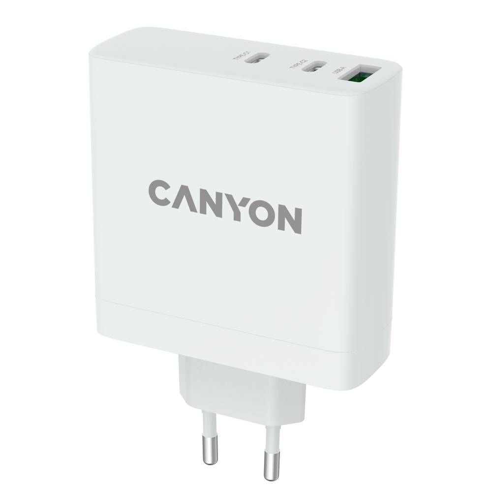 Зарядное устройство сетевое CANYON Wall charger 1 x USB-A, 2 x USB-C 140W, 140Вт, белый— фото №2