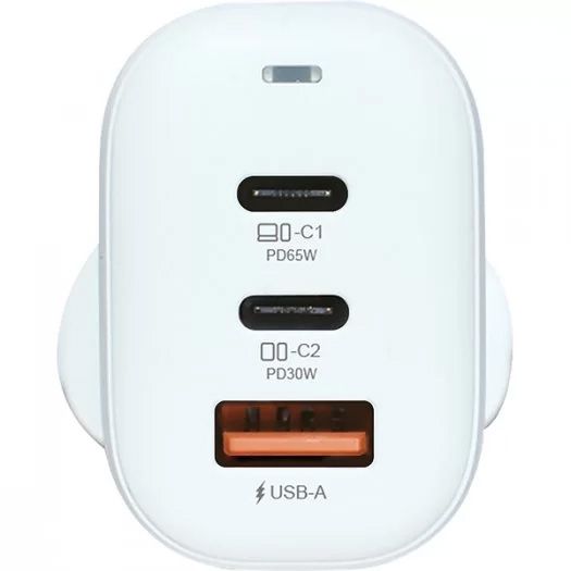 Зарядное устройство сетевое PERO TC06 GaN, 65Вт, белый— фото №1