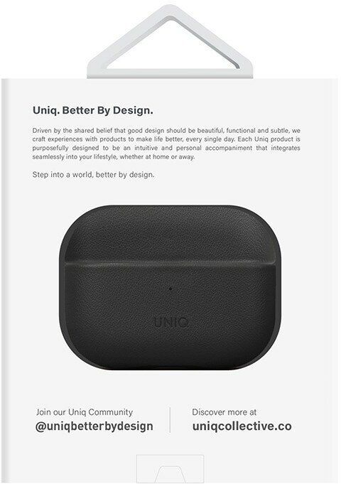Чехол Uniq Terra Genuine Leather черный, для AirPods Pro 2— фото №3