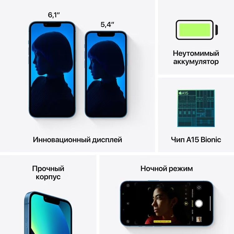 Apple iPhone 13 nano SIM+nano SIM (6.1&quot;, 128GB, синий)— фото №6