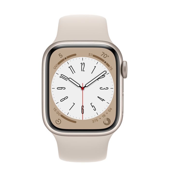 Apple Watch Series 8 GPS 41mm (корпус - сияющая звезда, спортивный ремешок цвета сияющая звезда, IP6X)— фото №1