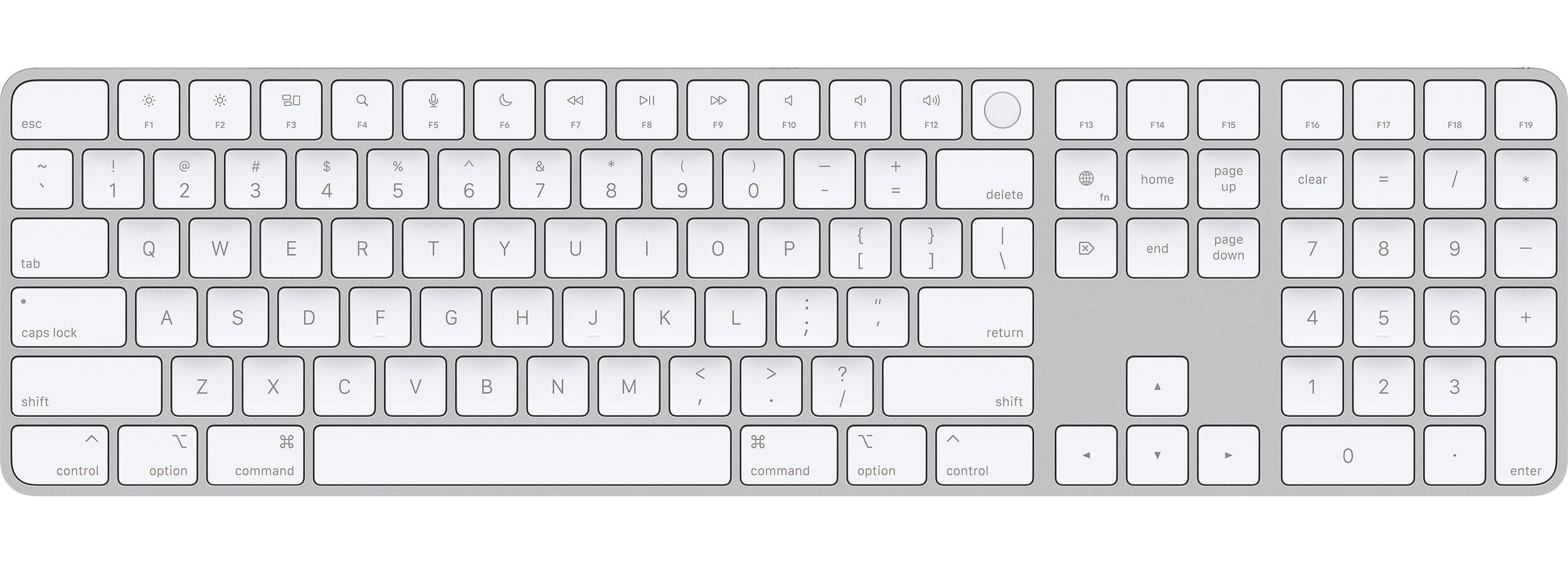 Клавиатура Apple Magic Keyboard с Touch ID и цифровой панелью, серебристый+белый— фото №0