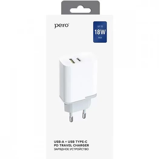 Зарядное устройство сетевое PERO TC05 PD, 18Вт, белый— фото №3