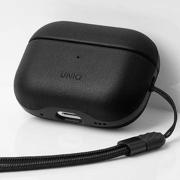 Чехол Uniq Terra Genuine Leather черный, для AirPods Pro 2— фото №1