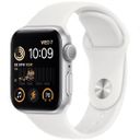 Apple Watch SE 2 GPS 44mm (корпус - серебристый, спортивный ремешок белого цвета)— фото №0