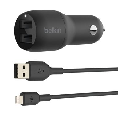 Зарядное устройство автомобильное Belkin Dual USB-A, 24Вт, черный