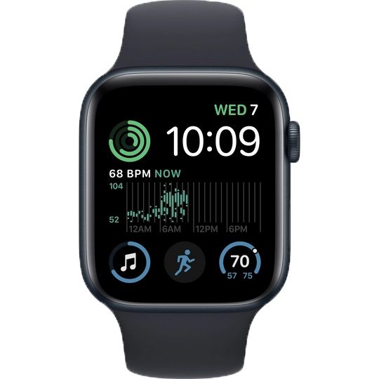 Apple Watch SE 2 GPS 44mm (корпус - темная ночь, спортивный ремешок цвета тёмная ночь)— фото №3