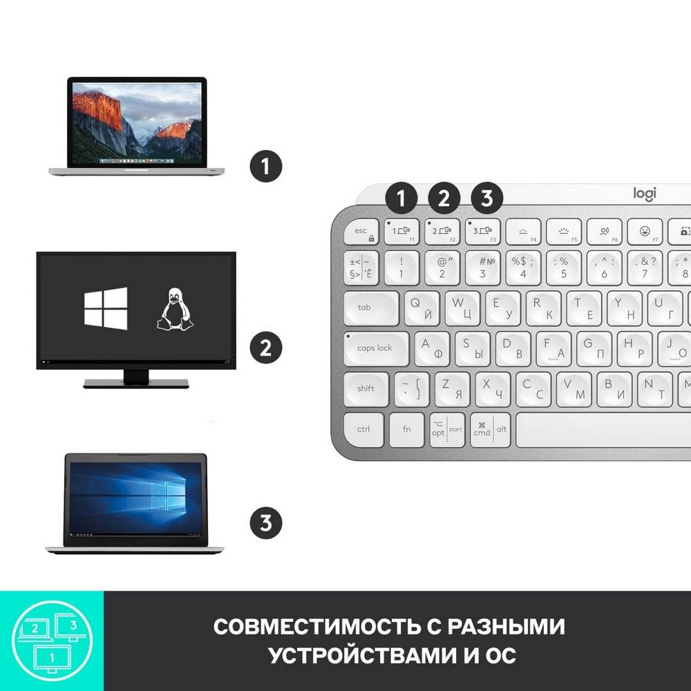 Клавиатура Logitech MX Keys Mini, серый— фото №3