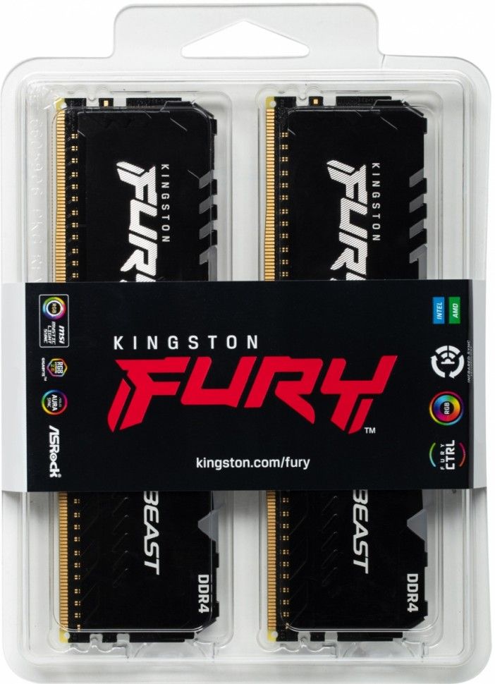 Модуль памяти Kingston FURY Beast Black RGB DDR4 16GB— фото №4