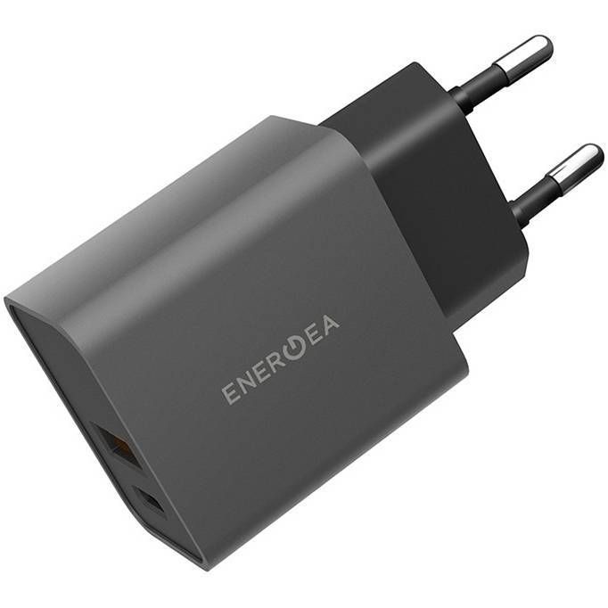 Зарядное устройство сетевое EnergEA Ampcharge USB-C + USB-A, 20Вт, серый— фото №1