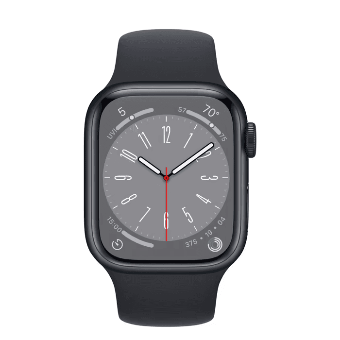 Apple Watch Series 8 GPS 41mm (корпус - темная ночь, спортивный ремешок цвета тёмная ночь, IP6X)— фото №1