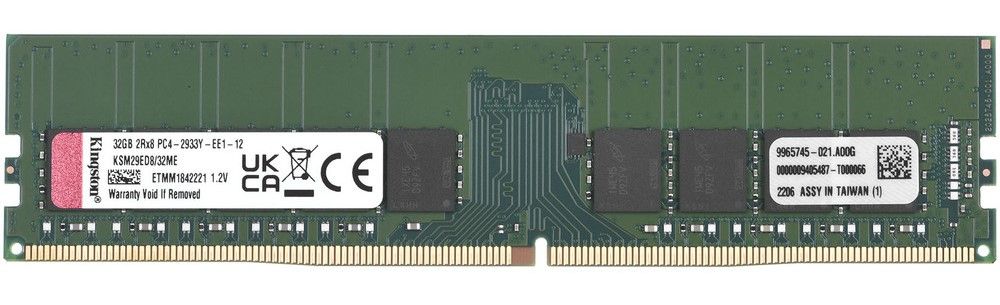 Kingston Server Premier DDR4 32GB ECC DIMM   2933MHz ECC 2Rx8, 1.2V (Micron E)— фото №0