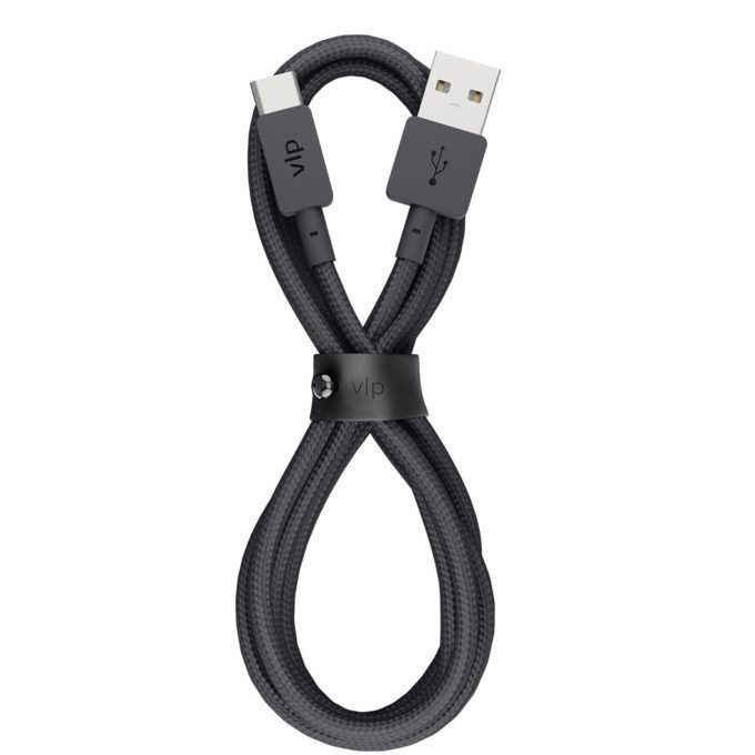 Кабель VLP Nylon Cable USB / USB-C, 3A, Вт  1,2м, черный— фото №0