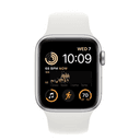 Apple Watch SE 2 GPS 44mm (корпус - серебристый, спортивный ремешок белого цвета)— фото №1