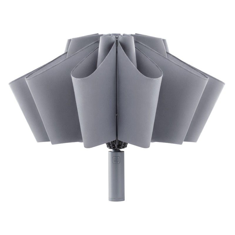 Зонт Ninetygo обратного складывания со светодиодной подсветкой, серый— фото №2