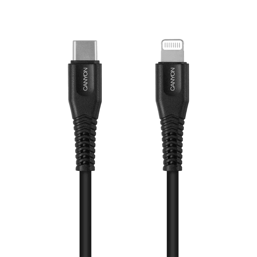 Кабель CANYON USB-C / Lightning, 1,2м, черный— фото №0