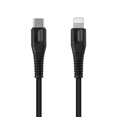Кабель CANYON Sync Cable MFI-4 USB-C / Lightning, 1,2м, черный