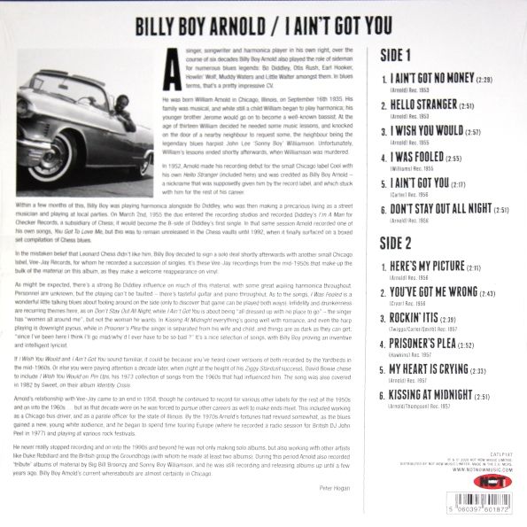 Виниловая пластинка Billy Boy Arnold - I Ain't Got You (2021)— фото №1