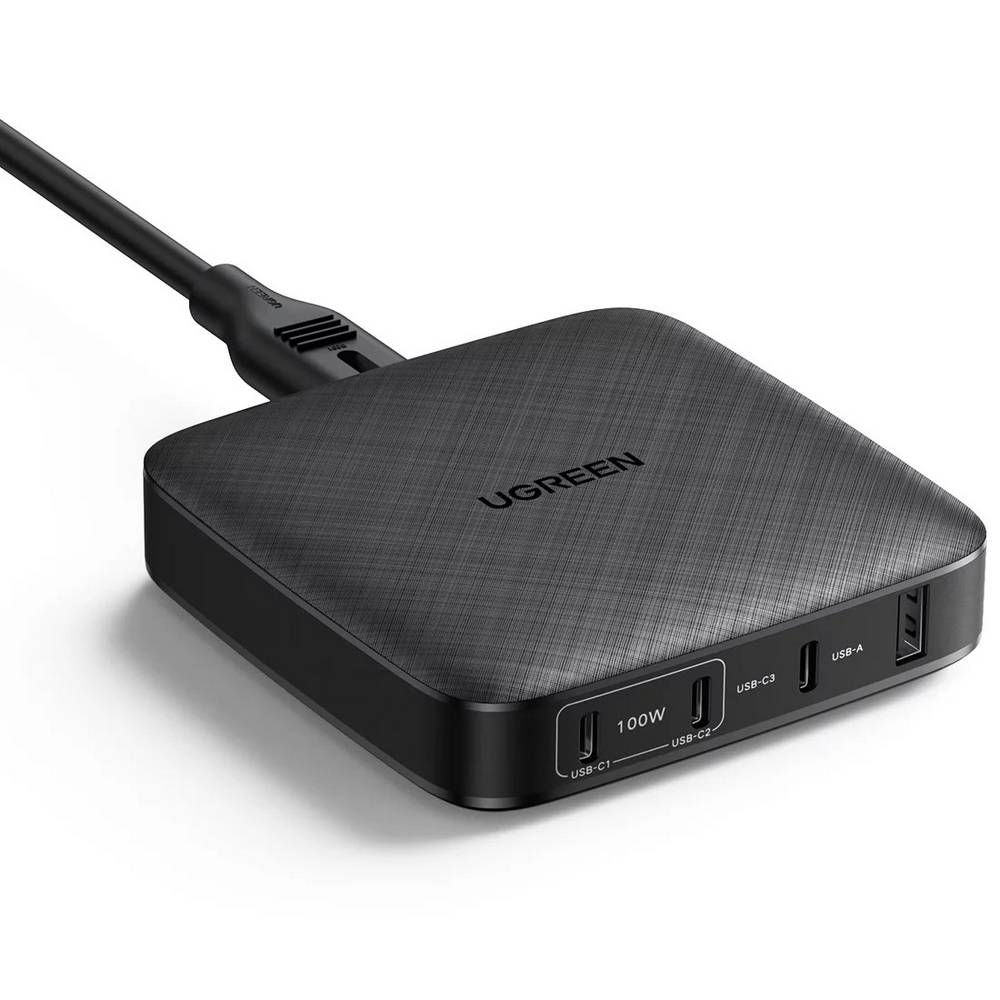 Зарядное устройство сетевое UGreen USB-C x 3 + USB-A Desktop Fast Charger, 100Вт, черный— фото №0